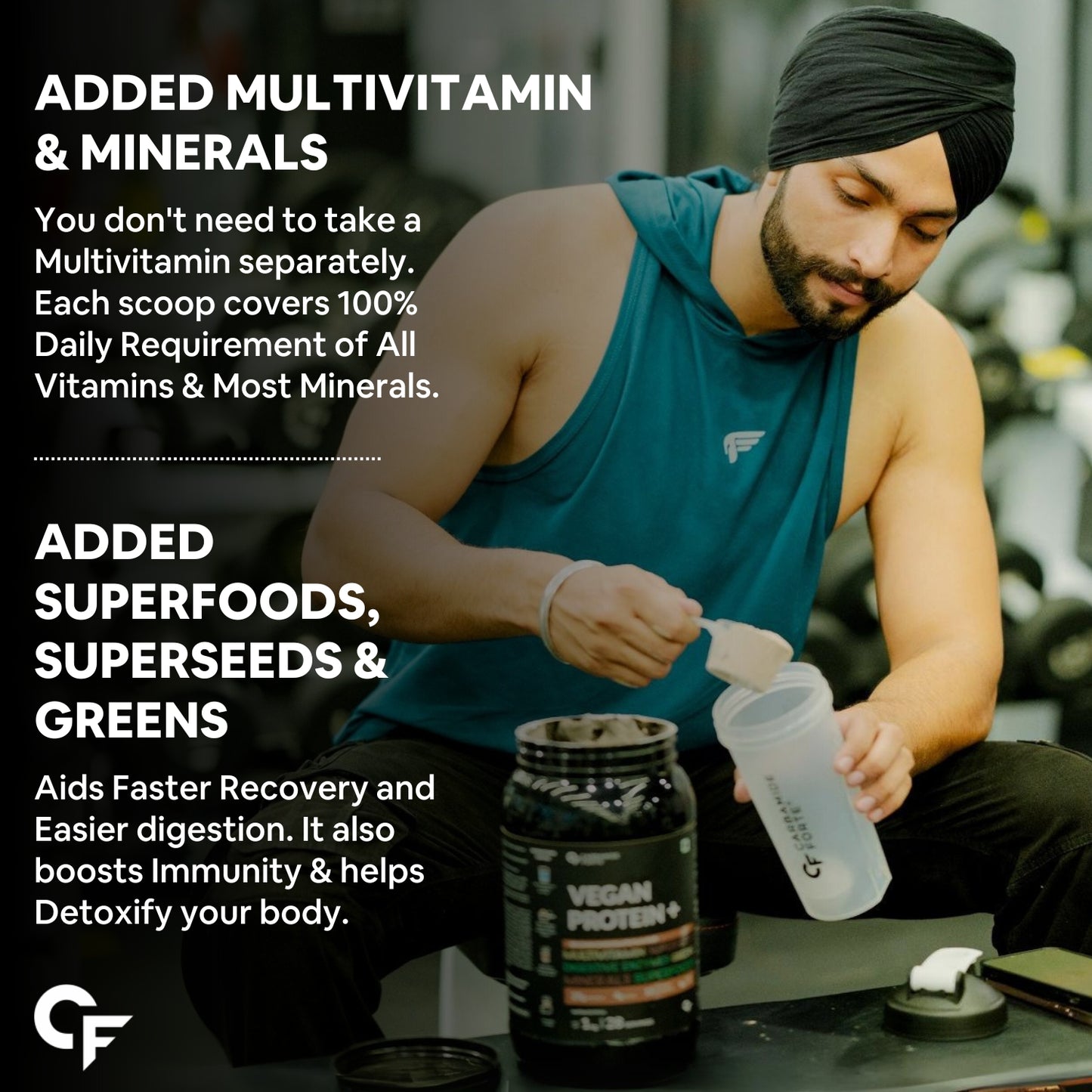 Carbamide Forte Plant Protein Powder - Plant Based Pea c with Multivitamin, Minerals, Superfoods, Digestive Enzymes - Belgian Chocolate Flavour - 1Kg