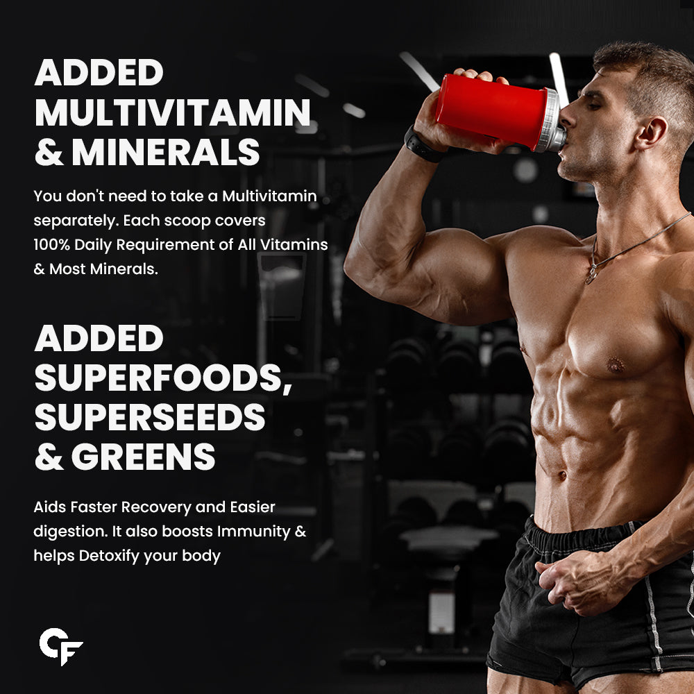 Carbamide Forte Plant Protein Powder - Plant Based Pea c with Multivitamin, Minerals, Superfoods, Digestive Enzymes - Belgian Chocolate Flavour - 1Kg