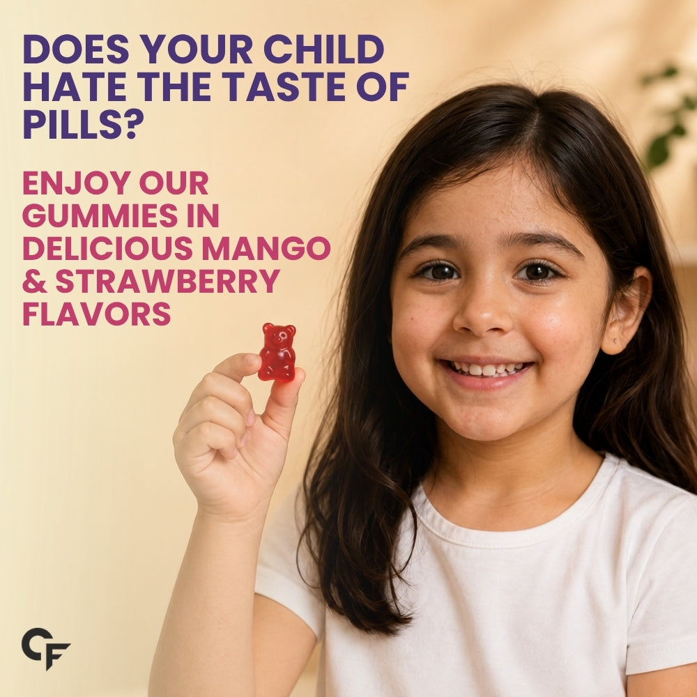 Carbamide Forte Calcium Gummies For Kids | Calcium Magnesium Zinc Vitamin D For Kids | Supplements For Stronger Bones - Mango & Strawberry Flavour - 30 Veg Gummies For Childrens