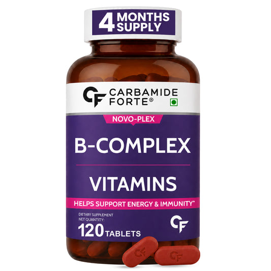 Carbamide Forte Vitamin B Complex Tablets - 100% RDA for B Complex Vitamins with B12, B2, B3, B5, B6, B9 & B1 | Vit B-complex for women & men - 120 Vegetarian Tablets