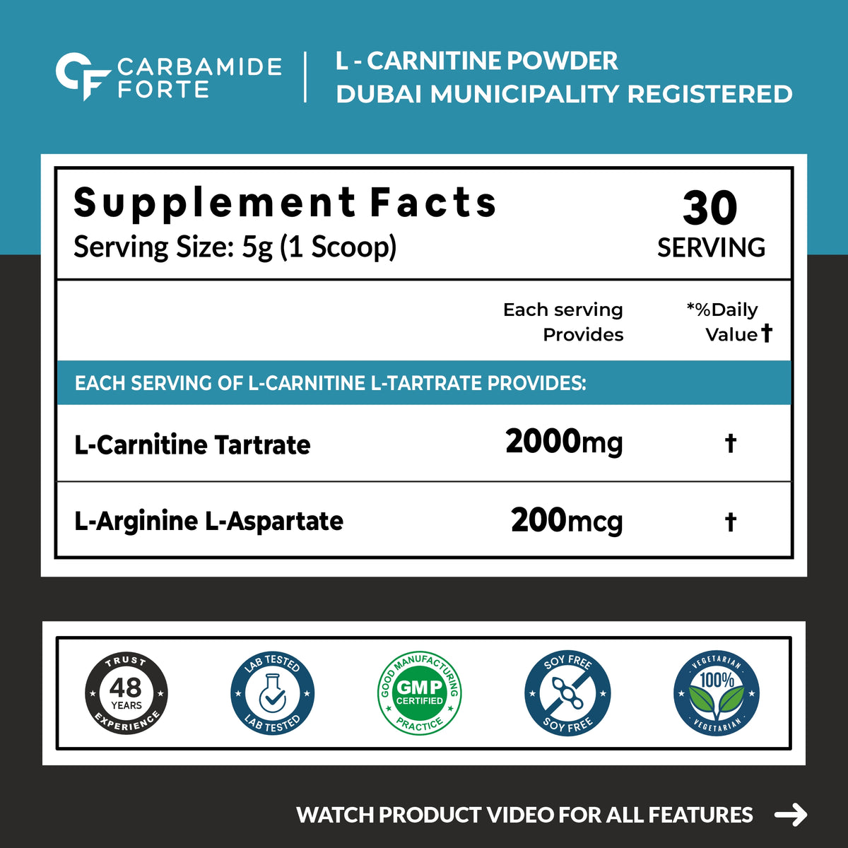 Carbamide Forte L Carnitine Powder for Men & Women | L carnitine supplement - Blueberry Flavour - 150g