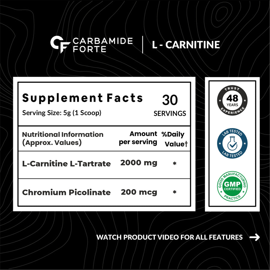 Carbamide Forte L Carnitine Powder for Men & Women | L Carnitine Powder Men | L Carnitine Powder Pure For Pre Workout Carnitine Supplement | L Carnitine Supplement Blueberry Flavour - 150g