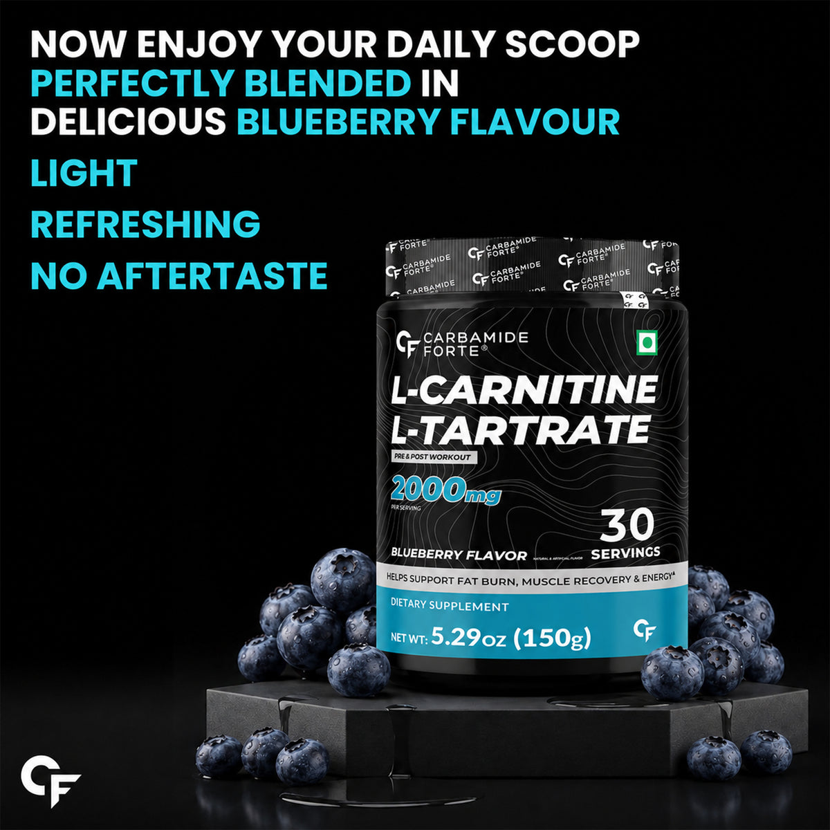 Carbamide Forte L Carnitine Powder for Men & Women | L carnitine supplement - Blueberry Flavour - 150g