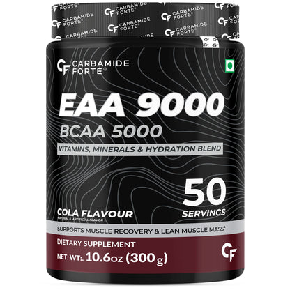 Carbamide Forte Eaa Supplement For Men & Women - 50 Servings | Eaa intra workout Supplement With Bcaa 5000Mg - Cola Flavour 300G | Essential Amino Acids