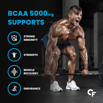 Carbamide Forte BCAA Powder For Men 5000mg | BCAA For Women & Men | BCAA For Recovery Muscle | BCAA For Men & Women 7g Serving with Ideal 2:1:1 Ratio | BCAA Drink With Blueberry Flavour - 210g