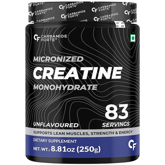 Carbamide Forte Micronized Creatine Monohydrate Powder - 83 Servings, 250g | Creatine Supplement Powder for Lean Muscle Volumnization, Strength & Energy