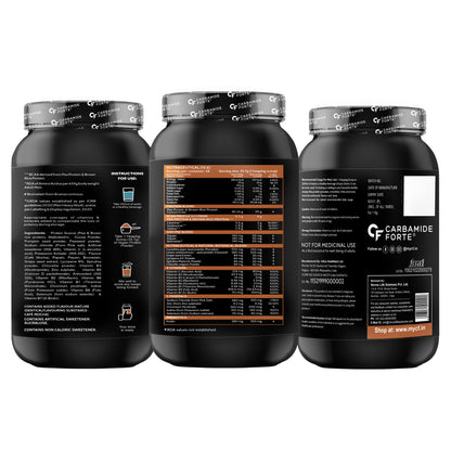 Carbamide Forte Vegan Protein Powder - Plant Based Protein Powder with Multivitamin, Minerals, Superfoods, Pea Protein, Digestive Enzymes | Plant Protein Powder Cafe Mocha Flavour - 1Kg