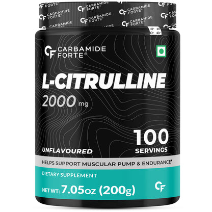 Carbamide Forte L Citrulline Powder 2000mg | L Citrulline Supplement Powder For Men And Women | Boosts Nitric Oxide Production - Unflavoured - 100 SERVINGS - 200g