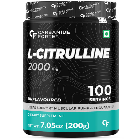 Carbamide Forte L Citrulline Powder 2000mg | L Citrulline Supplement Powder For Men And Women | Boosts Nitric Oxide Production - Unflavoured - 100 SERVINGS - 200g