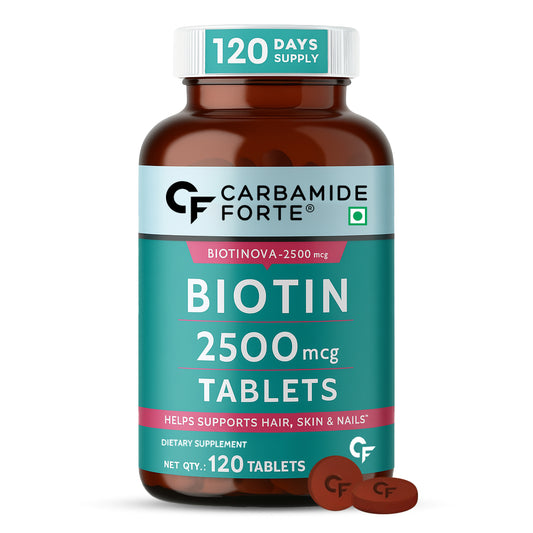 Carbamide Forte Biotin 2500mcg for Hair Growth | Biotin Supplement for hair, skin, and nails | Hair Vitamins for Men & Women | 120 Tablets