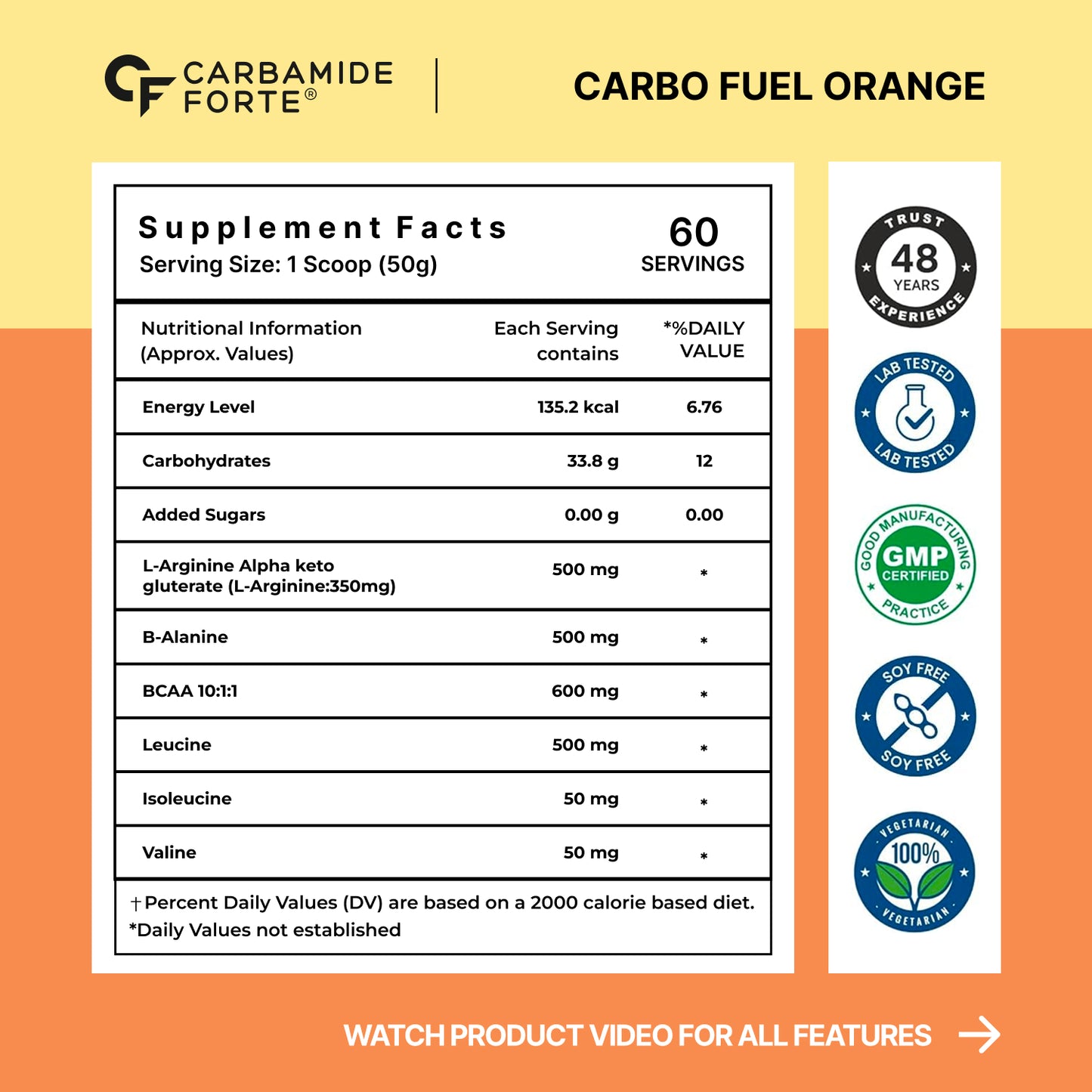 Title: 100% Pure CARB FUEL DRINK Per Serving | Boost Endurance, Recovery & Energy | Orange flavoured