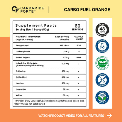 Title: 100% Pure CARB FUEL DRINK Per Serving | Boost Endurance, Recovery & Energy | Orange flavoured