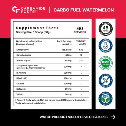 100% Pure CARB FUEL DRINK Per Serving | Boost Endurance, Recovery & Energy | Watermelon flavoured