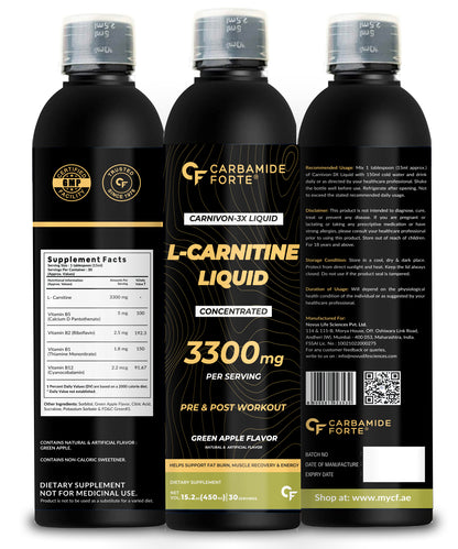 Carnitine Supplement For Men & Women | Liquid L Carnitine Pre Workout, Intra Workout & Post Workout Supplement With 3300 mg Per Serving With Added Vitamins