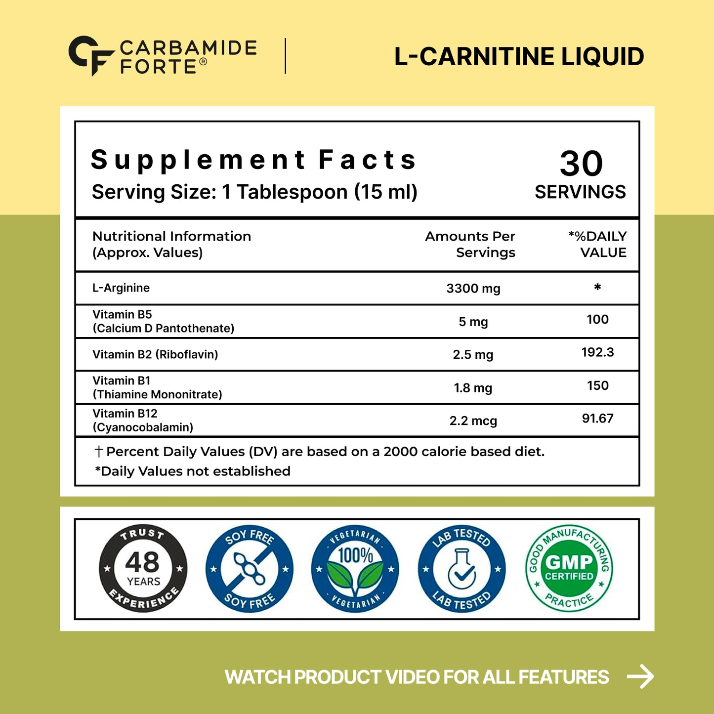 Carnitine Supplement For Men & Women | Liquid L Carnitine Pre Workout, Intra Workout & Post Workout Supplement With 3300 mg Per Serving With Added Vitamins