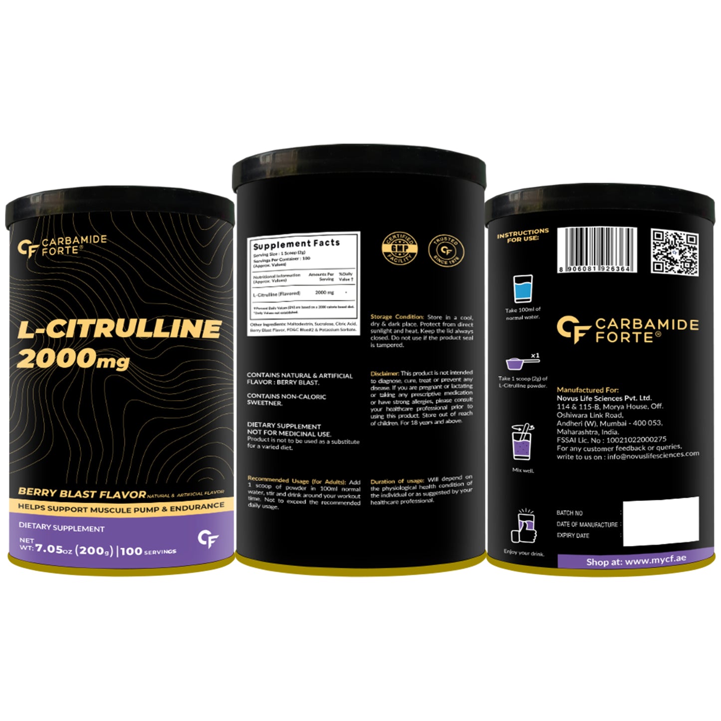 L- Citrulline 2000 mg | Boosts Muscle Pump, Stamina & Recovery | Berry Blast Flavour