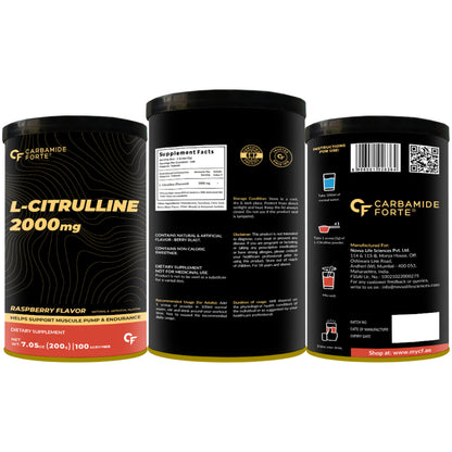 L- Citrulline 2000 mg | Boosts Muscle Pump, Stamina & Recovery | Raspberry Flavour