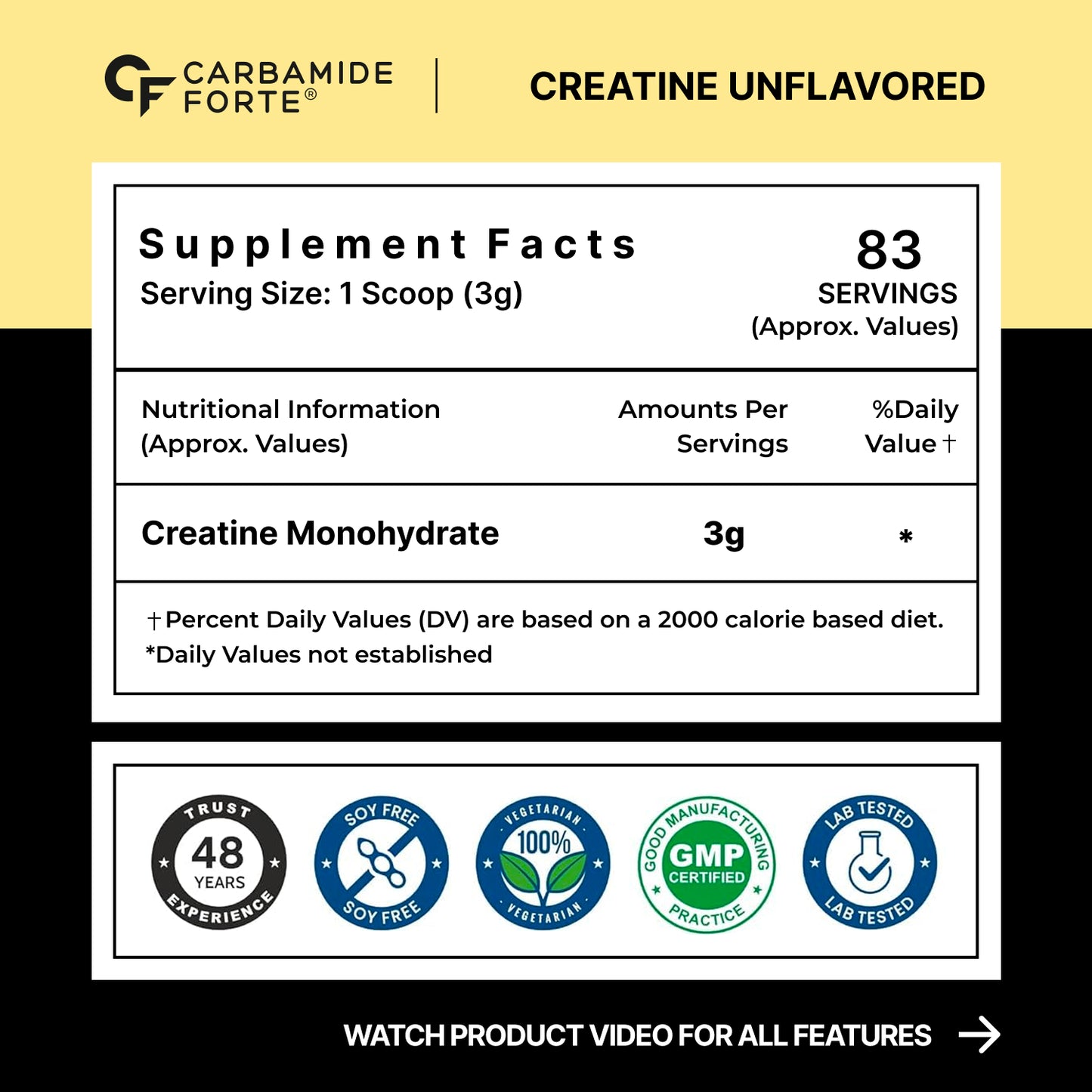 100% Pure Creatine Monohydrate – 3g Per Serving | Boost Strength, Performance & Recovery | For Men & Women