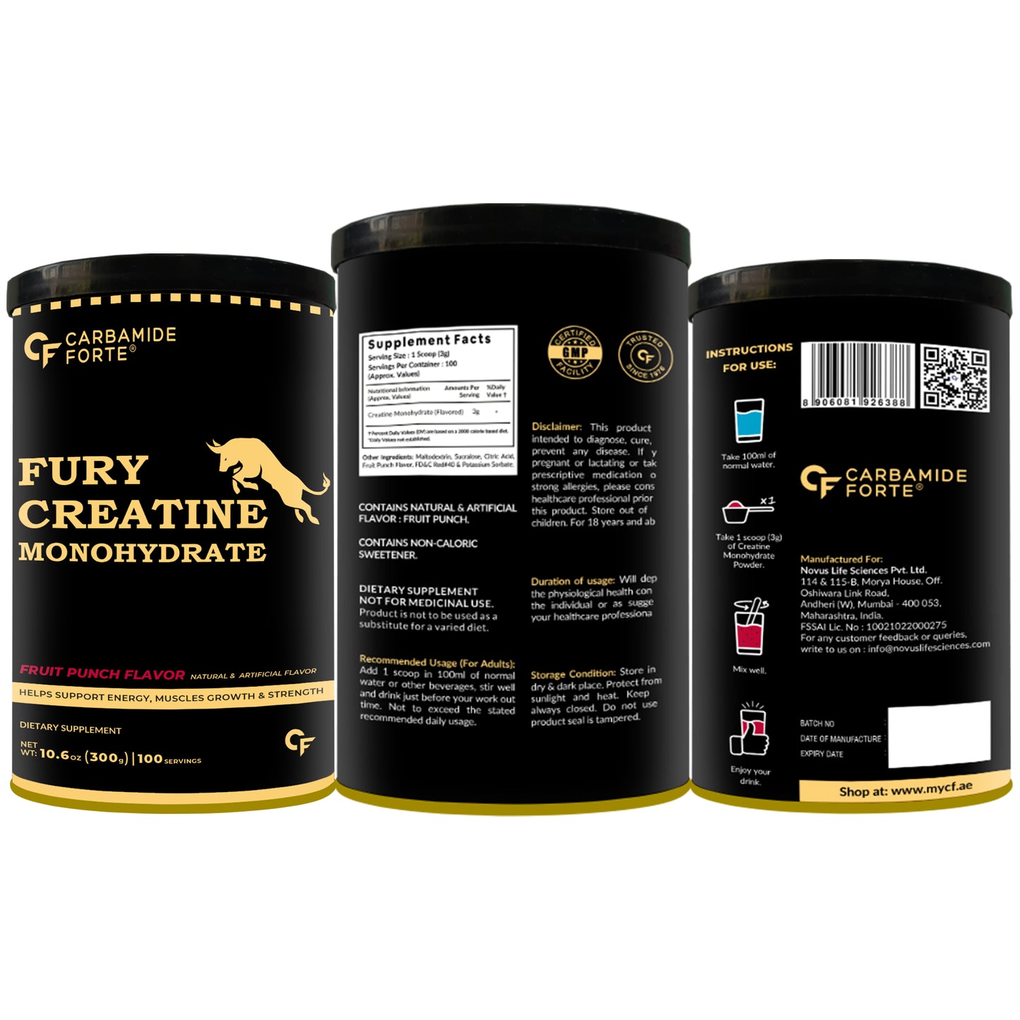 Fury Pump Pre-Workout – Explosive Energy & Focus | Boost Strength, Endurance & Blood Flow | In Various Flavors I For Men And Women - Fruit Punch 300g