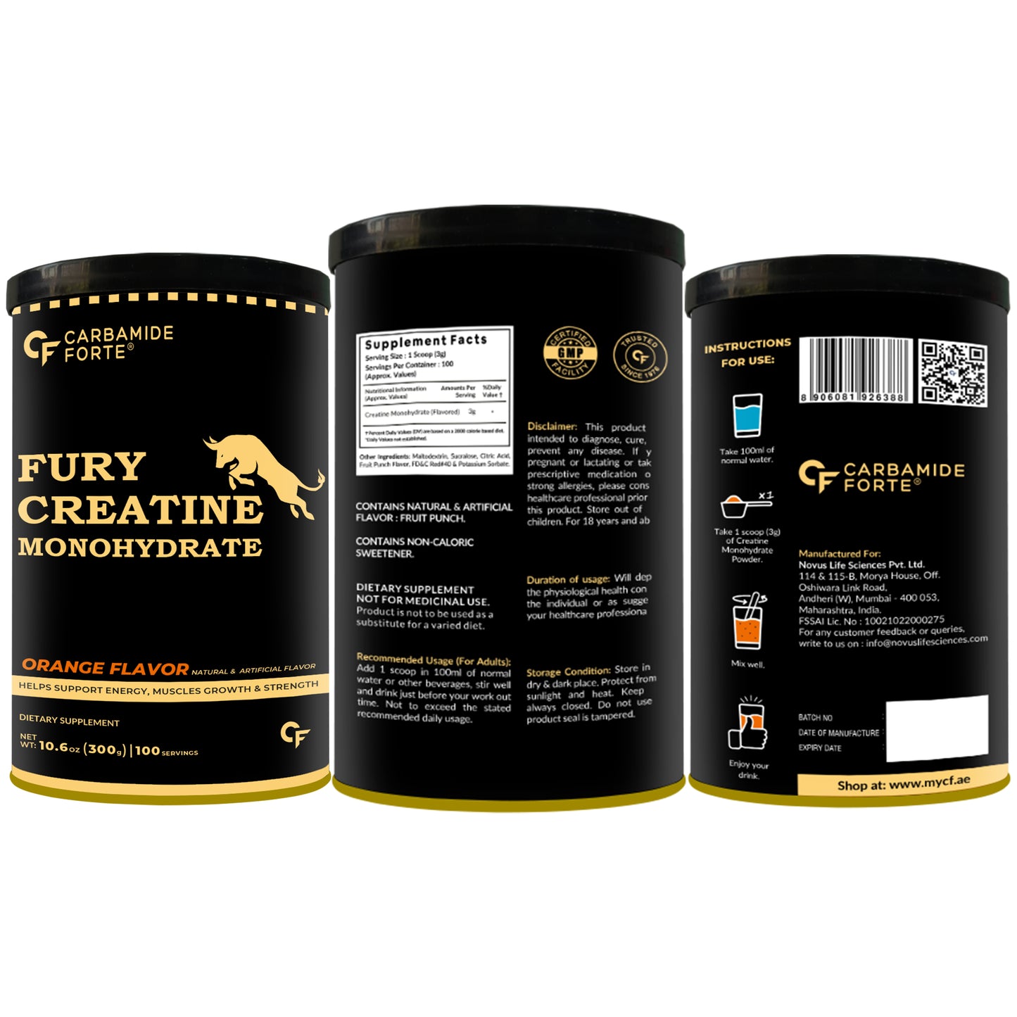 Fury Pump Pre-Workout – Explosive Energy & Focus | Boost Strength, Endurance & Blood Flow | In Various Flavors I For Men And Women - Orange Flavour 300g