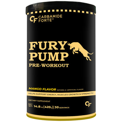 Fury Pump Pre-Workout – Explosive Energy & Focus | Boost Strength, Endurance & Blood Flow | In Various Flavors I For Men And Women - Mango Flavour 420g