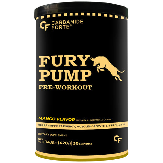Fury Pump Pre-Workout – Explosive Energy & Focus | Boost Strength, Endurance & Blood Flow | In Various Flavors I For Men And Women - Mango Flavour 420g