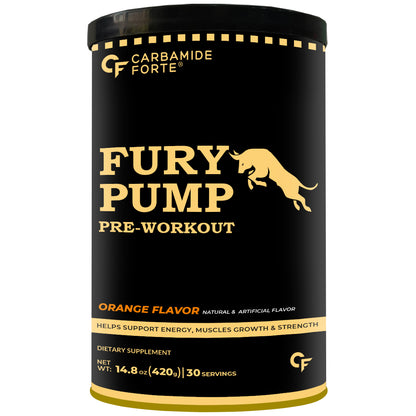 Fury Pump Pre-Workout – Explosive Energy & Focus | Boost Strength, Endurance & Blood Flow | In Various Flavors I For Men And Women- Orange Flavour 420g