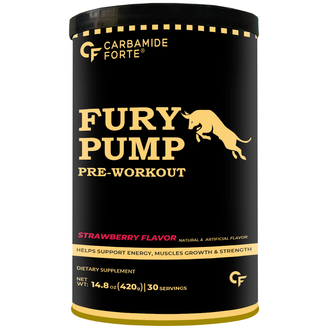 Fury Pump Pre-Workout – Explosive Energy & Focus | Boost Strength, Endurance & Blood Flow | In Various Flavors I For Men And Women - Strawberry Flavour 420g