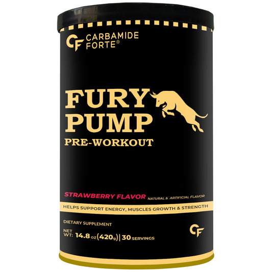 Fury Pump Pre-Workout – Explosive Energy & Focus | Boost Strength, Endurance & Blood Flow | In Various Flavors I For Men And Women - Strawberry Flavour 420g