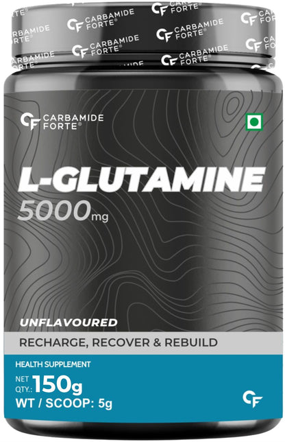 Carbamide Forte L Glutamine Powder 5000mg | L Glutamine Supplement for Men | Post Workout Muscle Recovery Supplements for Men - Unflavoured - 250 grams