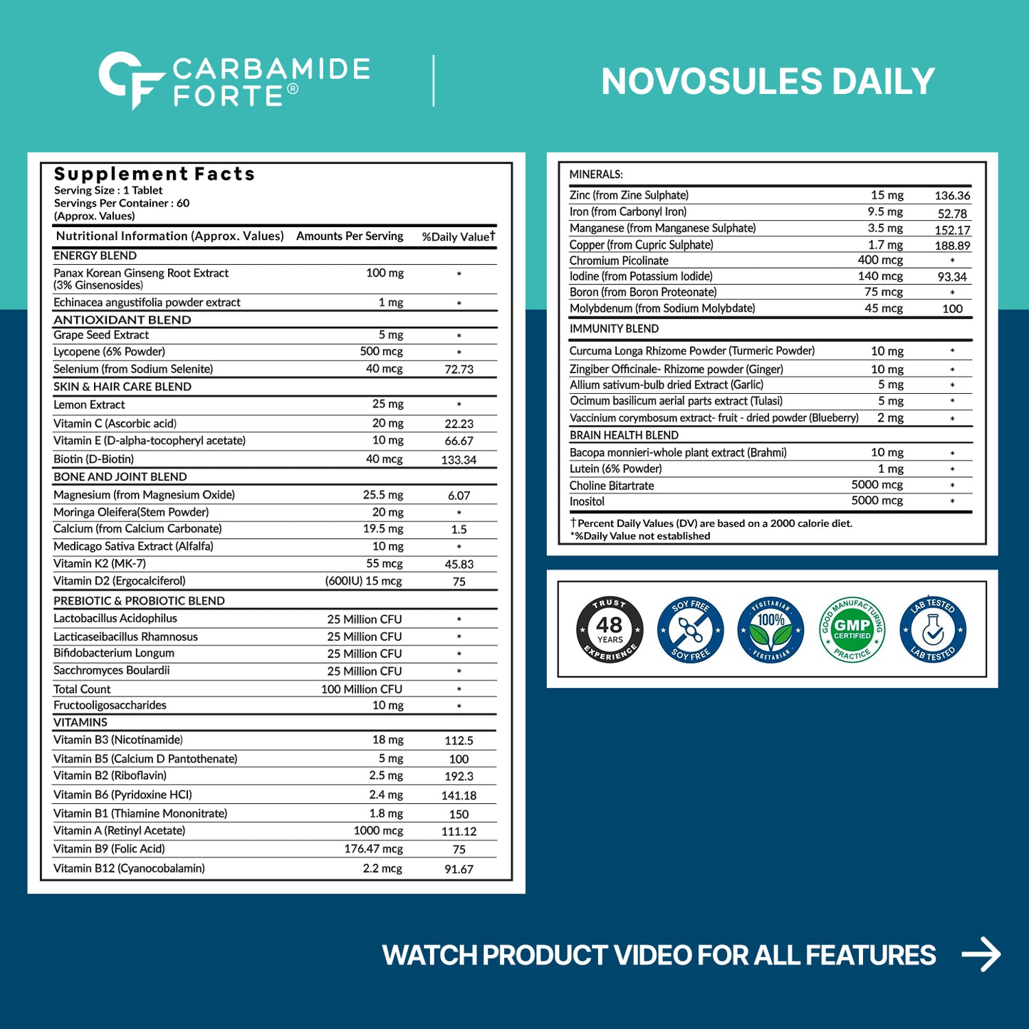 Multivitamin for Men with Ginseng | Multivitamin for Men With Probiotics For Immunity & Energy