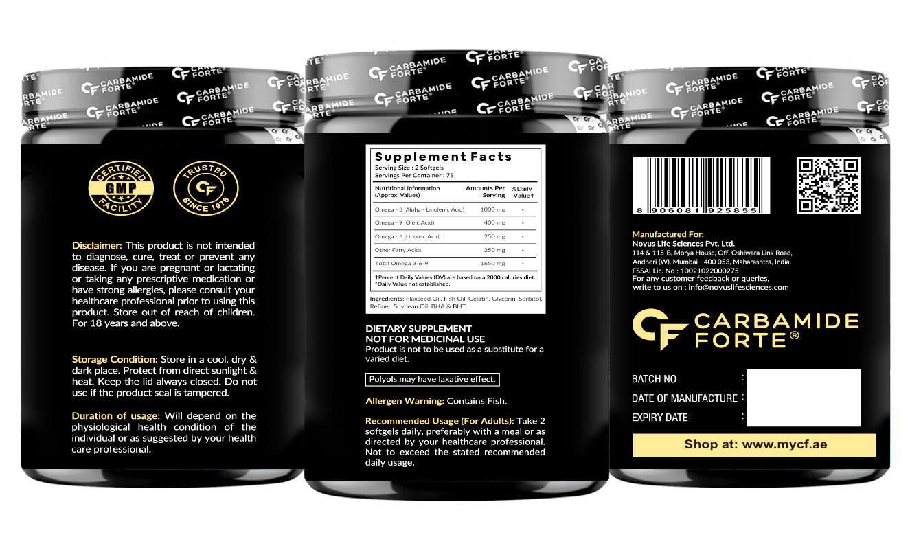 Omega 3-6-9 Softgels | Supports Heart, Brain & Joint Health | 1650 mg Per Serving