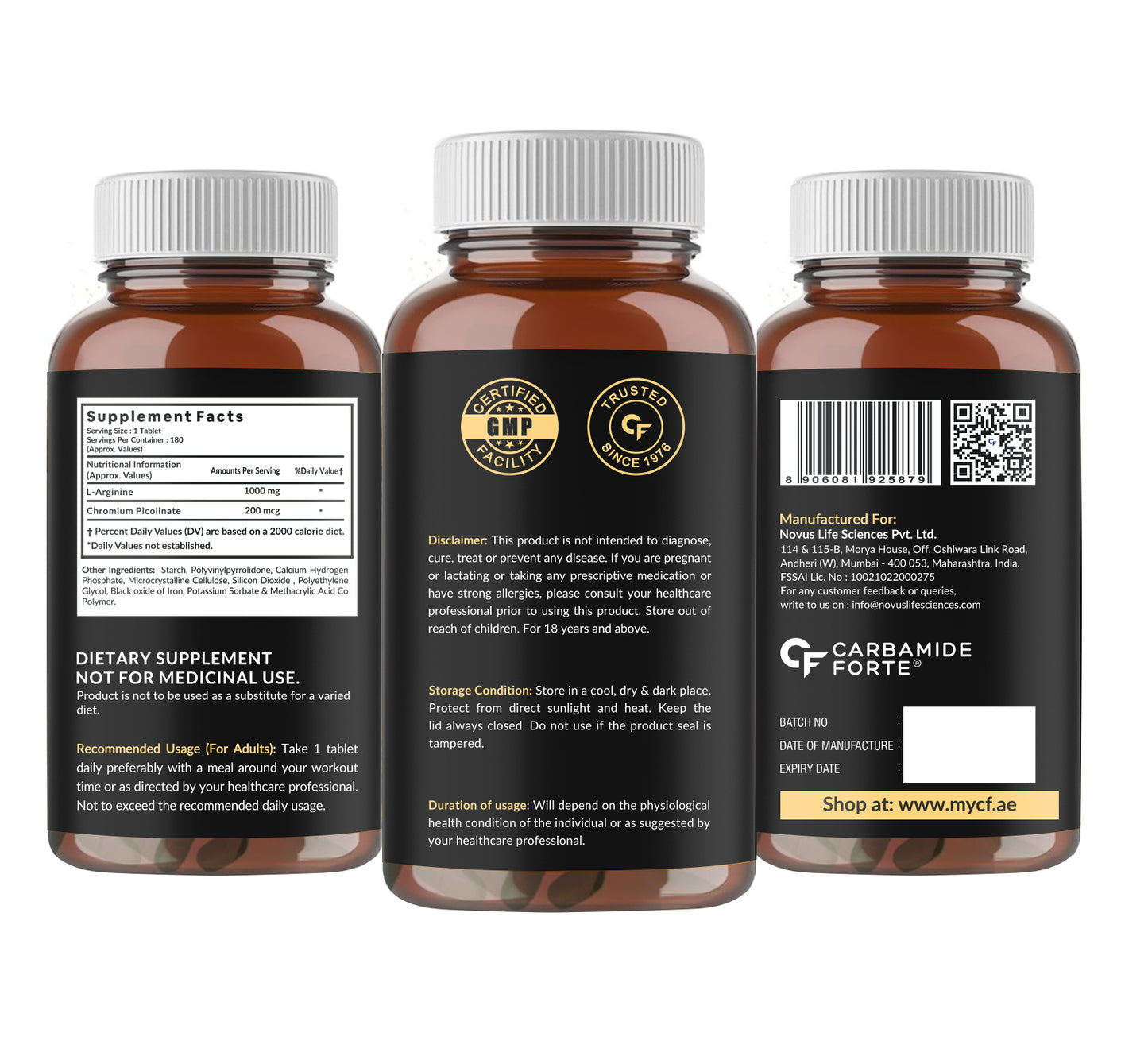 Carbamide Forte L-Arginine  with Chromium Picolinate  | Boost Performance, Metabolism & Energy