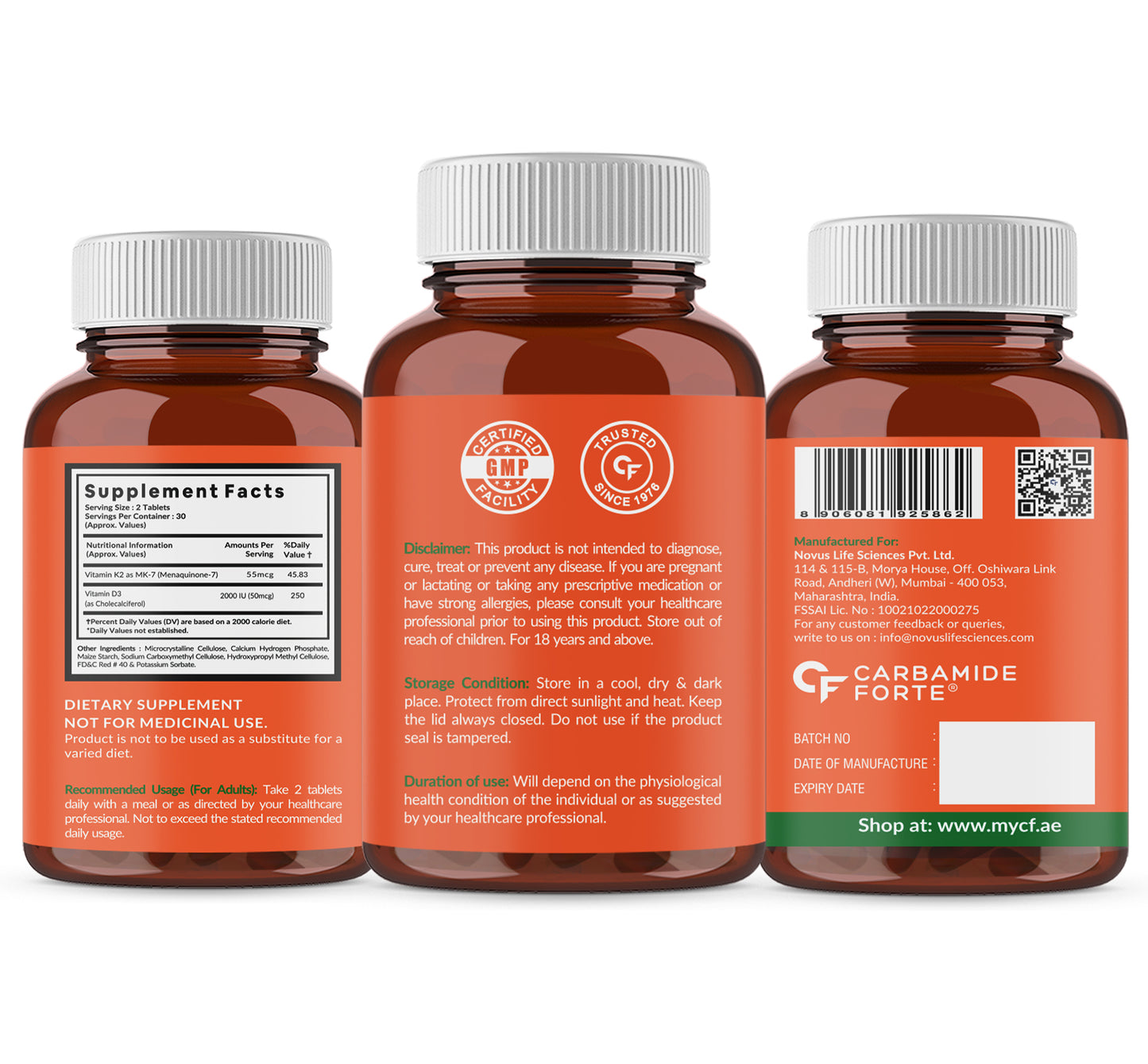 Vitamin D3 2000 IU & K2 55 mcg Tablets | Bone, Heart & Immunity Support | High Absorption