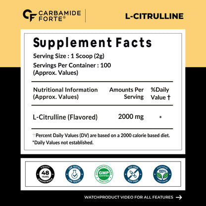 L- Citrulline 2000 mg | Boosts Muscle Pump, Stamina & Recovery | Raspberry Flavour